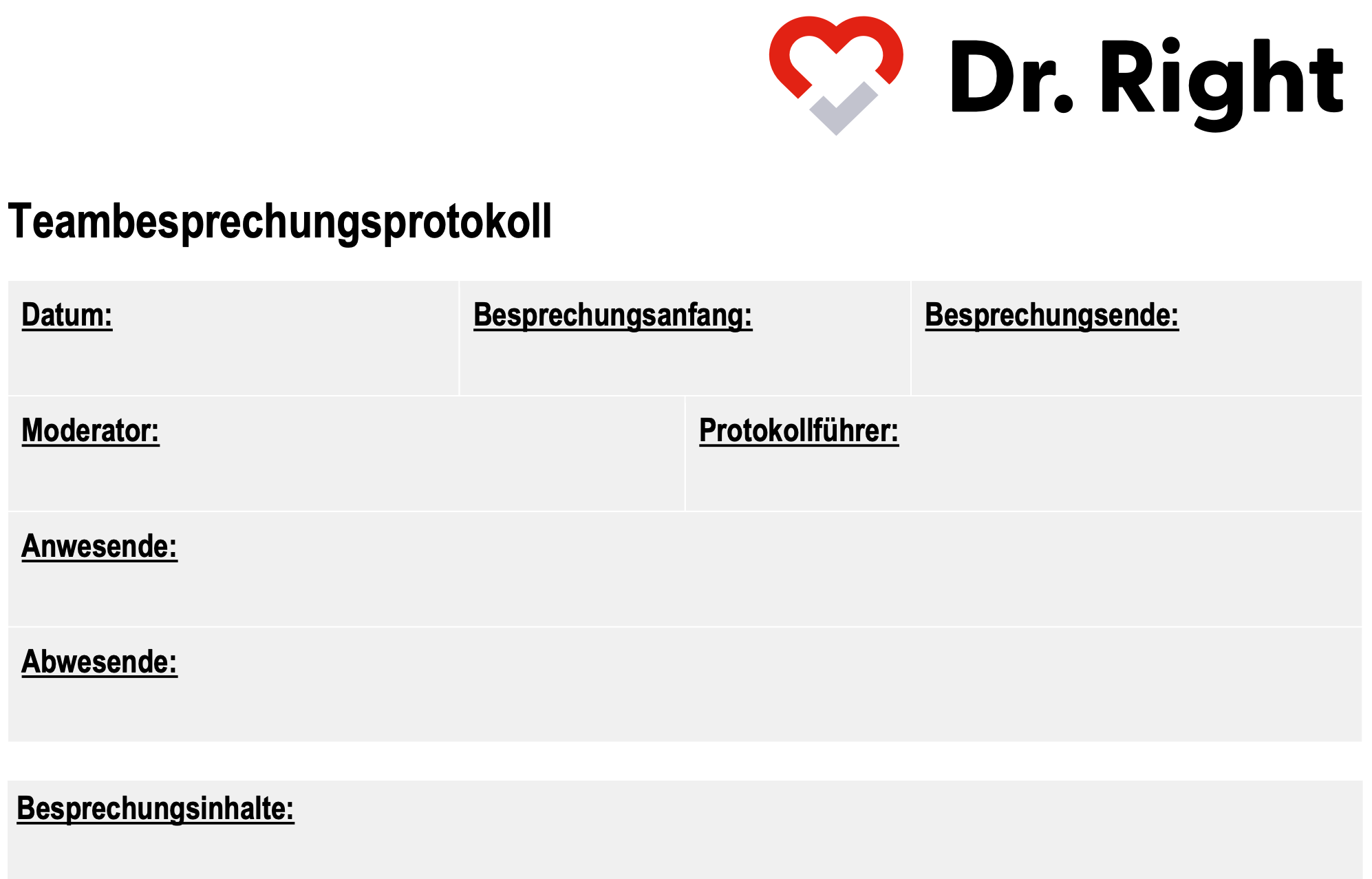 Teambesprechungsprotokoll
